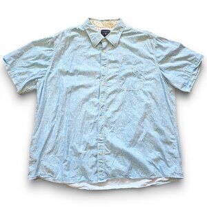 Saddlebred Big and Tall Mens Button Up Shirt Blue White 100% Cotton Size 3XLT